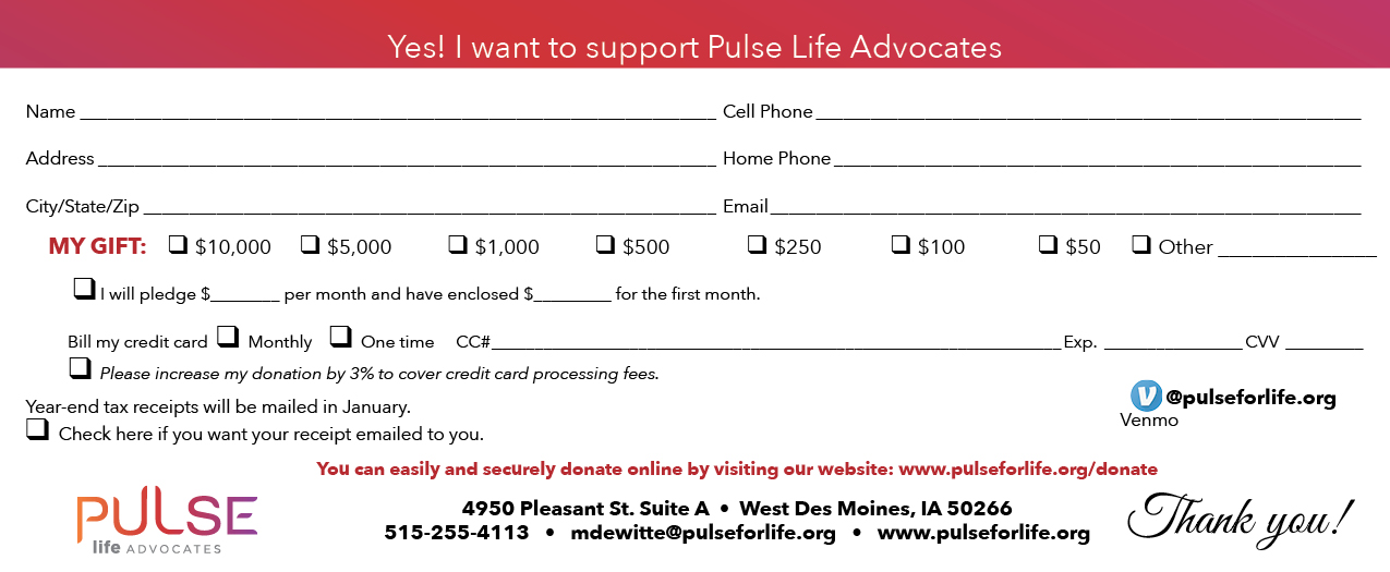 pulse pledge card